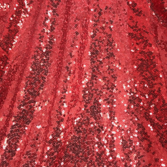 NAMZI 51in Wide x 1.1 Yards Length Sequin Fabric by The Yard, Glitter Linen Material for Tablecloth, Table Runner & Photo Booth Backdrop, Red