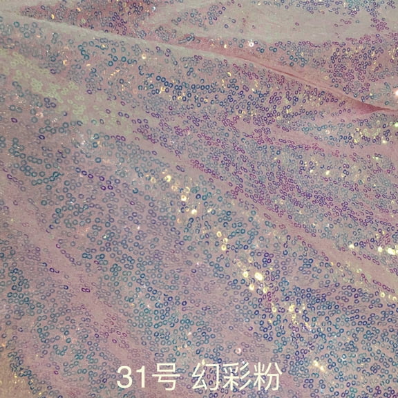 NAMZI 51in Wide x 1.1 Yards Length Sequin Fabric by The Yard, Glitter Linen Material for Tablecloth, Table Runner & Photo Booth Backdrop, Colorful Pink