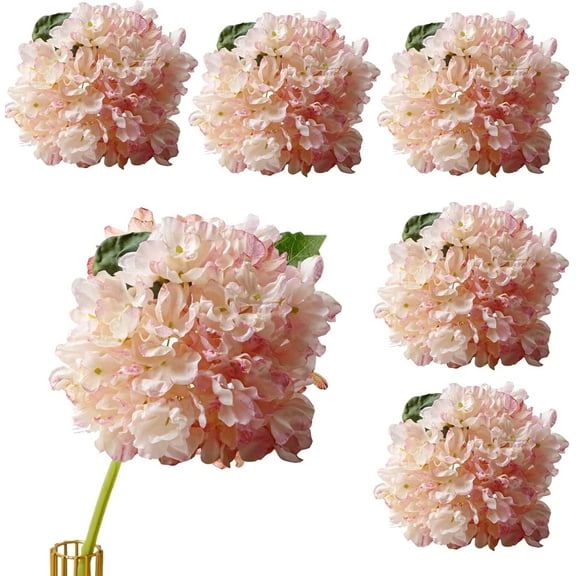 NAMZI 5Pcs 14.2In Lavenderblush Artificial Hydrangea Silk Flowers Stem Fake Hydrangea Flowers for Wedding Home Garden Centerpiece