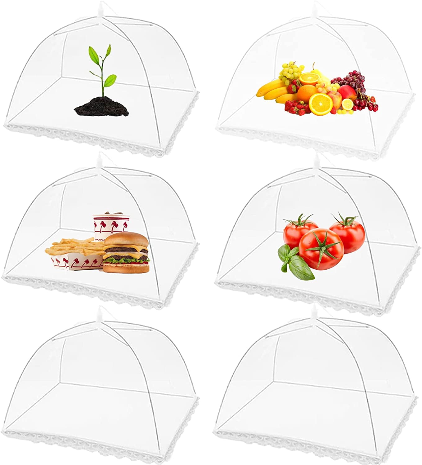 NAMZI 6 Pack Food Cover for Outside,17 inch Pop-Up Encrypted Mesh Plate ...