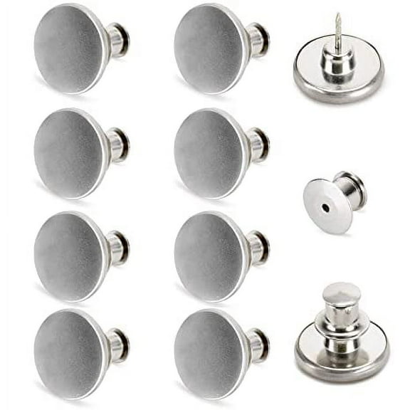 NAMZI 8 Sets Button Pins for Jeans No Sew, Pant Button Pins Adjustable Replacement Clips Adjuster Snap, No Tools Require Reduce Too Big Pants Waist Size Instant Make Tighter-Silver