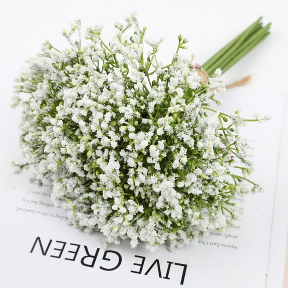 NAMZI Artificial Baby Breath Flowers White Gypsophila Bouquets 16 pcs Real Touch Flowers for Wedding Party Home Decoration
