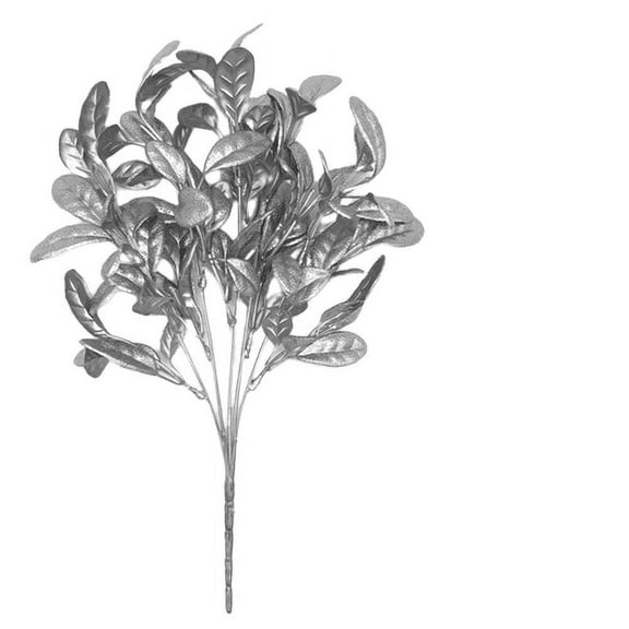 Namzi Artificial Plants, Artificial Leaves Simulate Shrubs Garden Wedding Festival Decoration Table Flower Pot Fillers - Set of 2 (Silver Round Leaves)