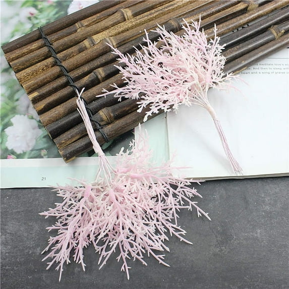 NAMZI Artificial and Dried Flower Artificial Frosty Flower Ice Rime Fluffy Twig Dreamlike Scene (Pink 6pcs )
