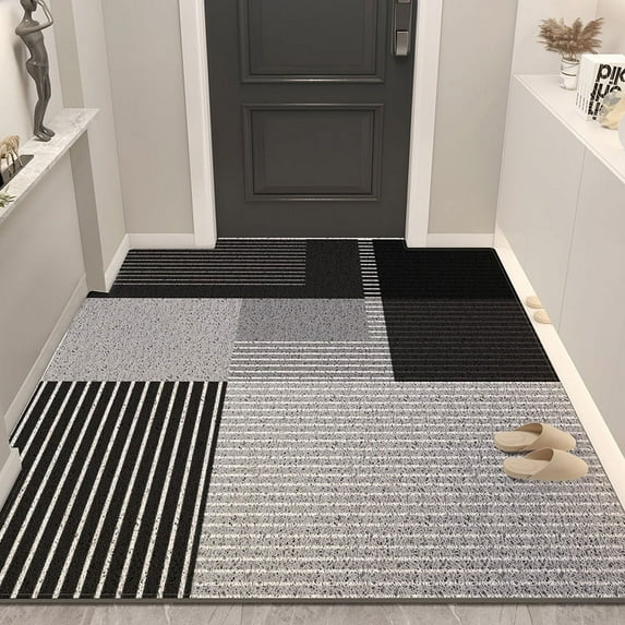 NAMZI Bathroom Rug Mat , Non-Slip Plush Shaggy Bath Carpet, Machine Wash Dry, Black,24*16inch