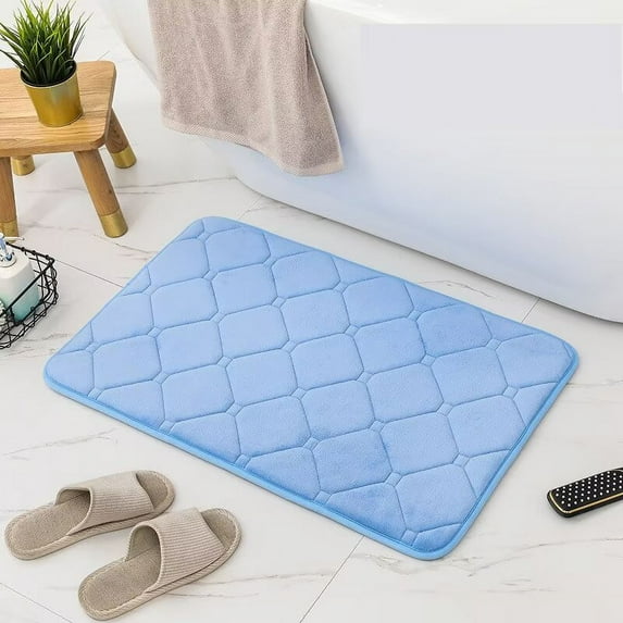 NAMZI Bathroom Rug Mat , Non-Slip Plush Shaggy Bath Carpet, Machine Wash Dry, Light Blue,16*24inch