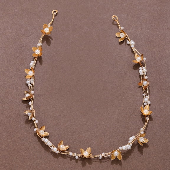 NAMZI Bridal Flower Wedding Hair Pins Crystal Pearl Hair Combs Clips Headpiece Gold Wedding Hair Accessories Jewelry with Rhinestone for Brides Bridesmaids Women Girls (B)