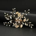 thumbnail image 1 of NAMZI Bridal Flower Wedding Hair Pins Crystal Pearl Hair Combs Clips Headpiece Gold Wedding Hair Accessories Jewelry with Rhinestone for Brides Bridesmaids Women Girls (White), 1 of 2