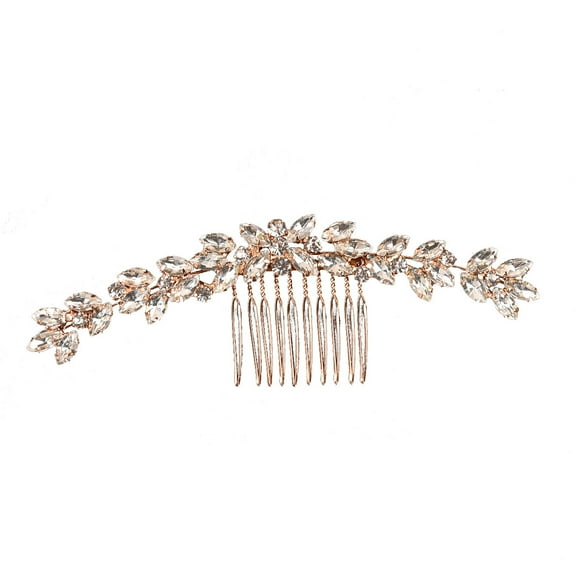NAMZI Bridal Flower Wedding Hair Pins Crystal Pearl Hair Combs Clips Headpiece Gold Wedding Hair Accessories Jewelry with Rhinestone for Brides Bridesmaids Women Girls (Gold)