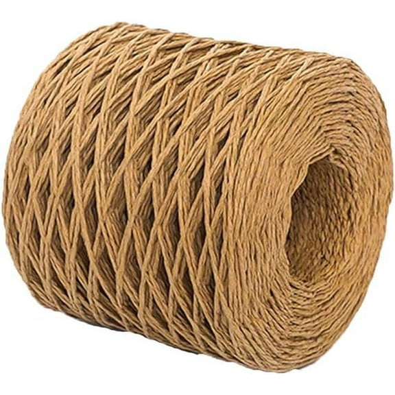 NAMZI Camel Crochet DIY Crafts Supplies Raffia Yarn, 218 Yards Natural Raffia Straw Rope for Summer Sun Hat, Beach Bag & Gift Wrapping