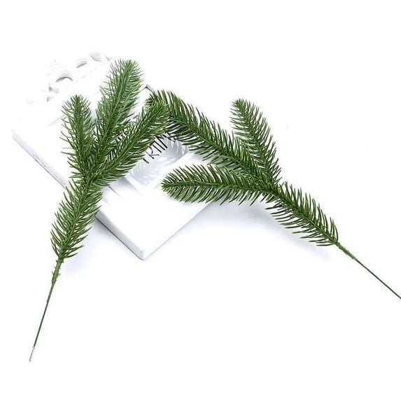 NAMZI Christmas Artificial Pine Branch 3-Fork Decoration DIY wreath False Green Plant Pine Branch 25 pieces 10 inches