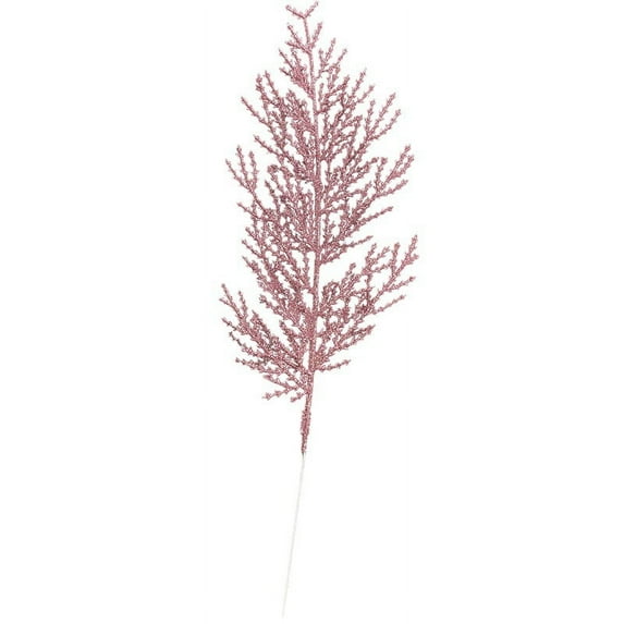 NAMZI Christmas Glitter Stems 24pcs Artificial Pine Tree Picks for Christmas Tree Ornaments fillers, DIY Xmas Wreath, Crafts, Garland, Holiday, Party, Wedding and Home Decoration (Rose pink)