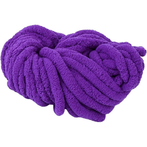 NAMZI Chunky Chenille Yarn Super Bulky Yarn Plush Yarn Thick Yarn Acrylic for DIY Crafts Crocheting Hand Knitting Hat Blanket,Purple