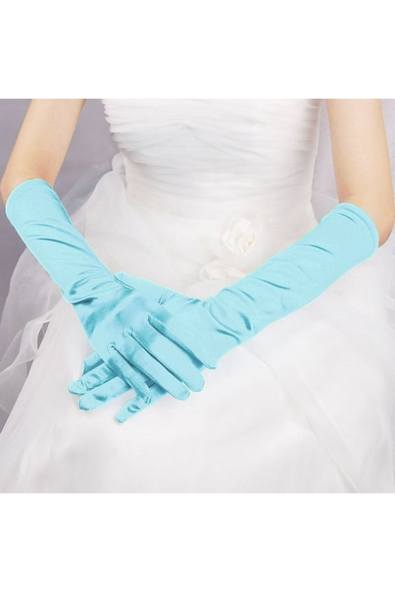 Classic Adult Size Long Opera Length Satin Gloves 15"Emerald Green