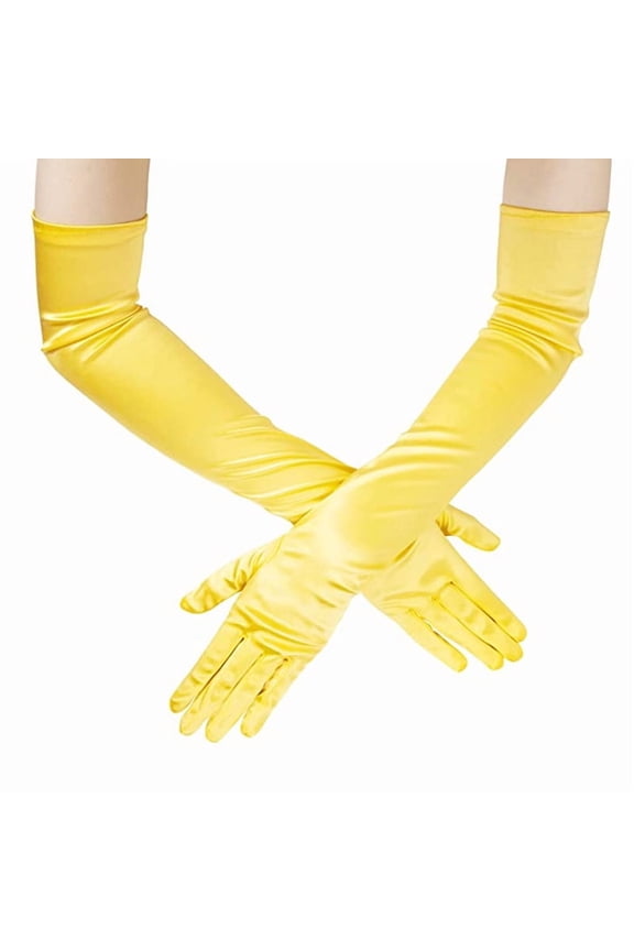 Long Gloves 1 Pairs 55cm Evening Gloves, Prom Gloves, for Formal Occasions,Light Yellow