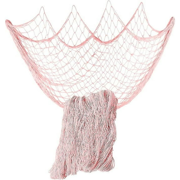 NAMZI Cotton Fishing Net Decorative 79 Inch Beach Themed Decor Home Bedroom Party Wall Decoration Fish Netting Decorative, Pink