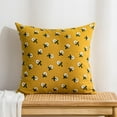 thumbnail image 1 of NAMZI Cotton Linen Throw Pillow Cover Rustic Floral Embroidered Decorative Cushion Cover Farmhouse Square Accent Pillowcase for Couch Sofa Living Room Bedroom (Yellow,18"x18"), 1 of 5
