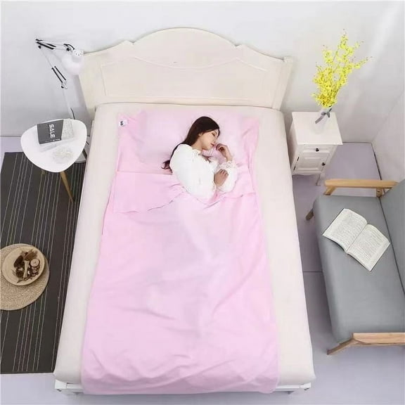 NAMZI Cotton Sleeping Bag Liner Camping Sheets Camping Travel Bed for Outdoor Picnic Travel Sheet for Travel, Picnic, Planes, Trains (Pink, 83"X70.86")