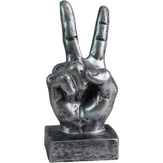 NAMZI Creative Statues and Abstract Hand Sculptures for Home & Office Decor,Finger Signs Marks Figurines (Silver Yes)