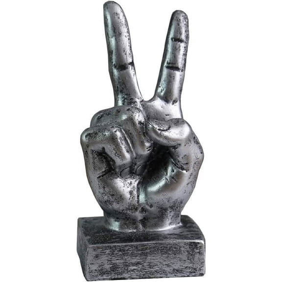 NAMZI Creative Statues and Abstract Hand Sculptures for Home & Office Decor,Finger Signs Marks Figurines (Silver Yes)