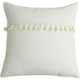 thumbnail image 1 of NAMZI Decorative Square Throw Pillow Cover with Tassels for Couch Bed Sofa Super Soft Solid Accent Cushion Case (White,18"x18"), 1 of 3