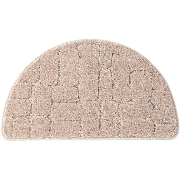 NAMZI Half Moon Entrance Door Mat, Semi Circle Non-Slip Bath Mat, Super Absorbent Microfiber Shaggy Pile Rug Soft Touch Carpet Shower Rug for Home Bathroom Bedroom(40x68CM,Camel)