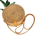 thumbnail image 1 of NAMZI Handwoven Round Rattan Straw Bag for Women Shoulder Leather Button Straps Natural Chic Handmade Boho Bag Bali Purse, 1 of 5