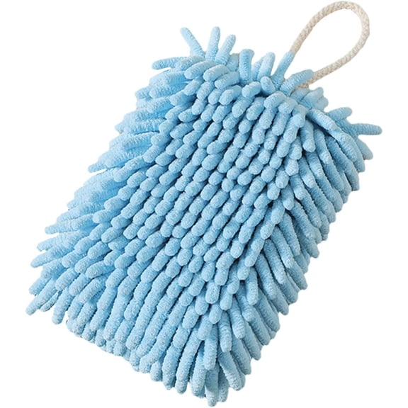 Namzi Hanging Hand Towel for Kitchen, Soft Plush Chenille Hand Towel Absorbent Chenille Handball with Hanging Loop, Hand Drying Towels Ball for Kitchen Bathroom,Blue