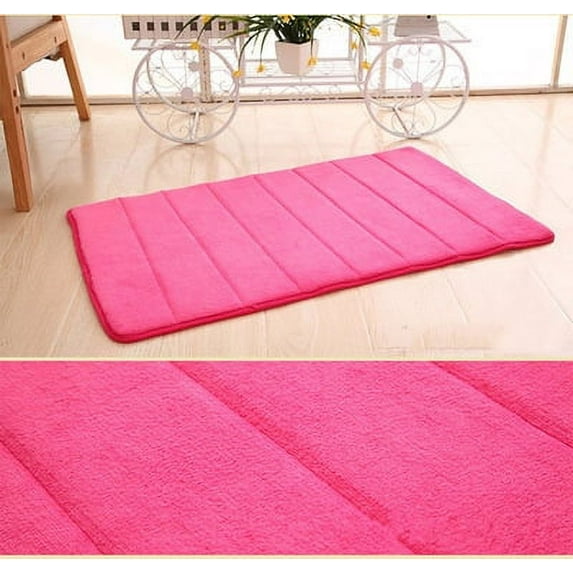 NAMZI Luxury Bathroom Rug Mat, Extra Soft and Absorbent Microfiber Bath Rugs, Non-Slip Plush Shaggy Bath Carpet, Machine Wash Dry, Bath Mats for Bathroom Floor,Stripe - Rose