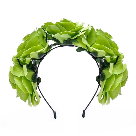 NAMZI Mexican Flower Crown Day of the Dead Headdress Hawaiian Bohemian Frida Floral Headband (Green)