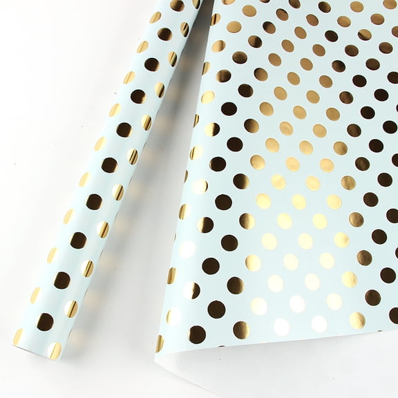 NAMZI Mini Roll Wrapping Paper, 17 Inch X 9.84 Feet Delicate Polka Dots for Birthday, Christmas & Wedding, Light Blue