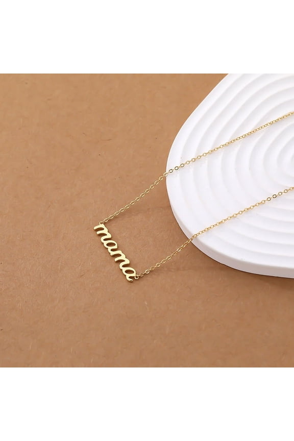 Mothers Day Gifts for Mom Necklaces for Mama Birthday Present for Mom Stainless Steel Letter NecklaceGold