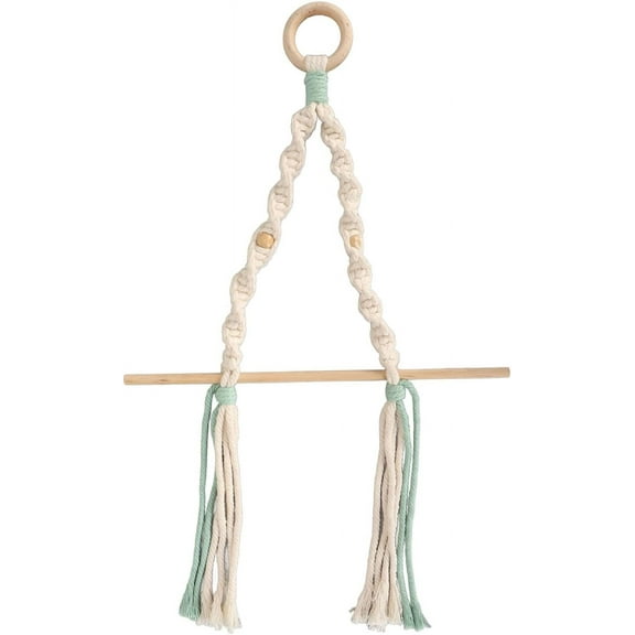 NAMZI Paper Towel Holder Simple Elegant Boho Paper Towel Hanger Easy Installation Cotton Rope Macrame Toilet Paper Holder Towel Rack for Bathroom Kitchen Office(Green)