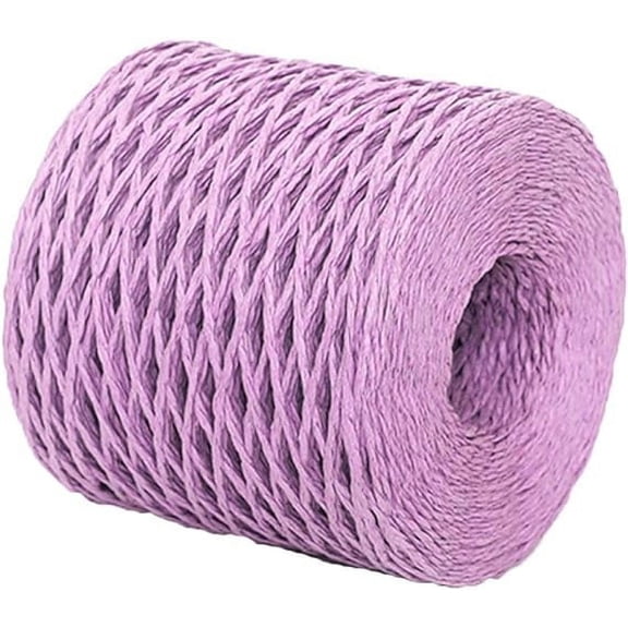 NAMZI Purple Crochet DIY Crafts Supplies Raffia Yarn, 218 Yards Natural Raffia Straw Rope for Summer Sun Hat, Beach Bag & Gift Wrapping