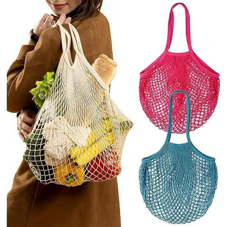 NAMZI Reusable Grocery Net Bags, Cotton Mesh Tote, Farmer's Market