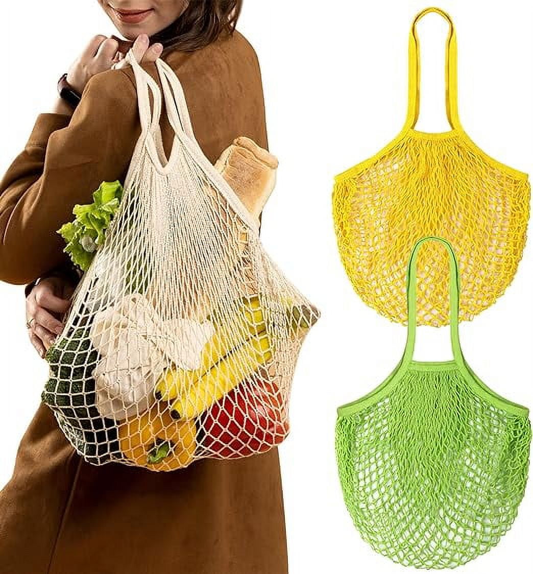 NAMZI Reusable Grocery Net Bags, Cotton Mesh Tote, Farmer's Market