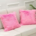 thumbnail image 1 of NAMZI Set of 2 Faux Fur Square Throw Pillow Covers Luxury Plush Decorative Pillow Cases Cushion Covers for Sofa Bedroom Car 16"x16" Dark Pink, 1 of 2