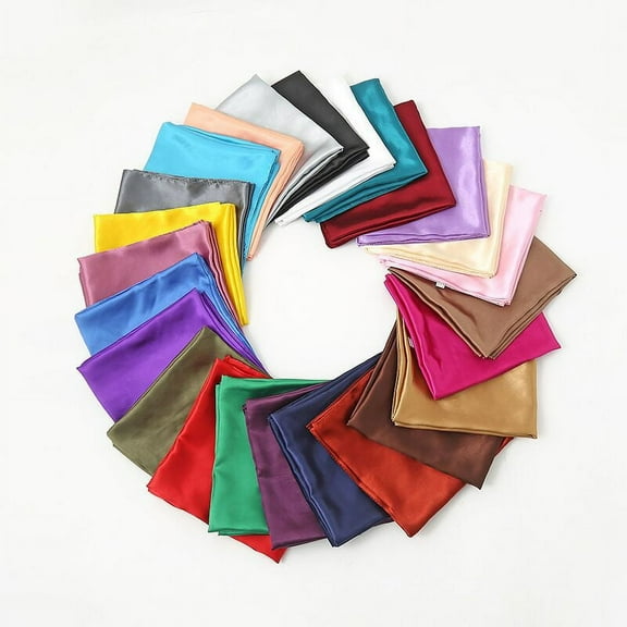 NAMZI Silk Square Scarf Women's Fashion Scarves Lightweight Small Solid Color （Color Random）