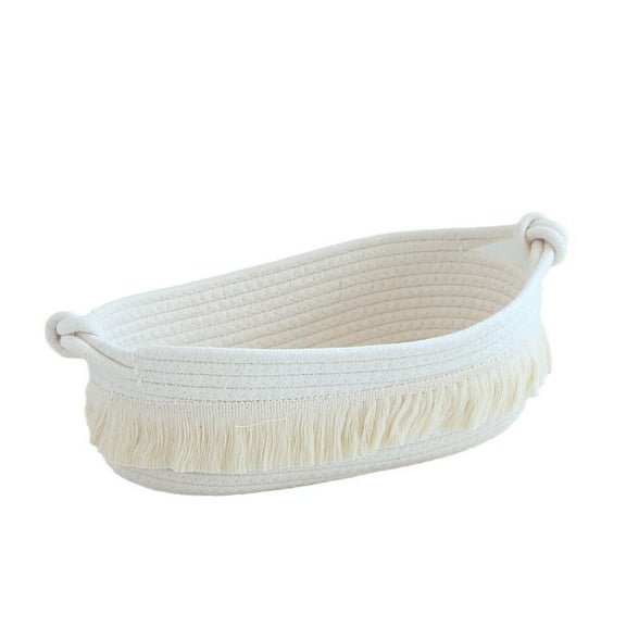 Namzi-b Small Cotton Rope Woven Toilet Paper Baskets for Organizing Decorative Basket for Boho Decor Storage, Bedroom Nursery Livingroom Entryway 9.06 * 4.9 * 3.94 inWhite
