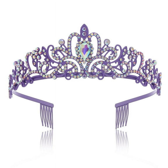 NAMZI Sparkling Crystal Princess Tiaras for Women Girl Crown Queen Headband Fashion Headpiece for Wedding Bride Bridal Prom Party Costume Hair Accessories Valentines Mothers Day Gifts, Purple B