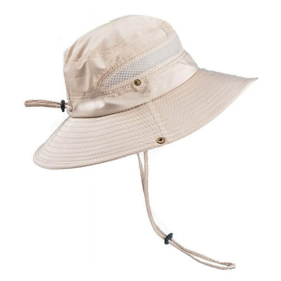 NAMZI Sun Hat Cooling Hat Mission Cooling Bucket Hat, Breathable Polyester with Mesh, Outdoor Wide Brim Waterproof Breathable UV Hat for Fishing Beach Golf (Beige, 1)