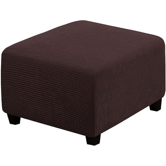 NAMZI Super Stretch Soft Ottoman Cover with Elastic Band Footrest Sofa Slipcover Folding Storage Stool Furniture Protector for Square and Rectangle Ottoman (Brown, Large)