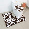 thumbnail image 1 of Namzi Three-piece setLuxury Bathroom Rug Mat, Extra Soft and Absorbent Microfiber Bath Rugs, Non-Slip Plush Shaggy Bath Carpet, Machine Wash Dry, Bath Mats for Bathroom Floor,Brown with white stripes, 1 of 5