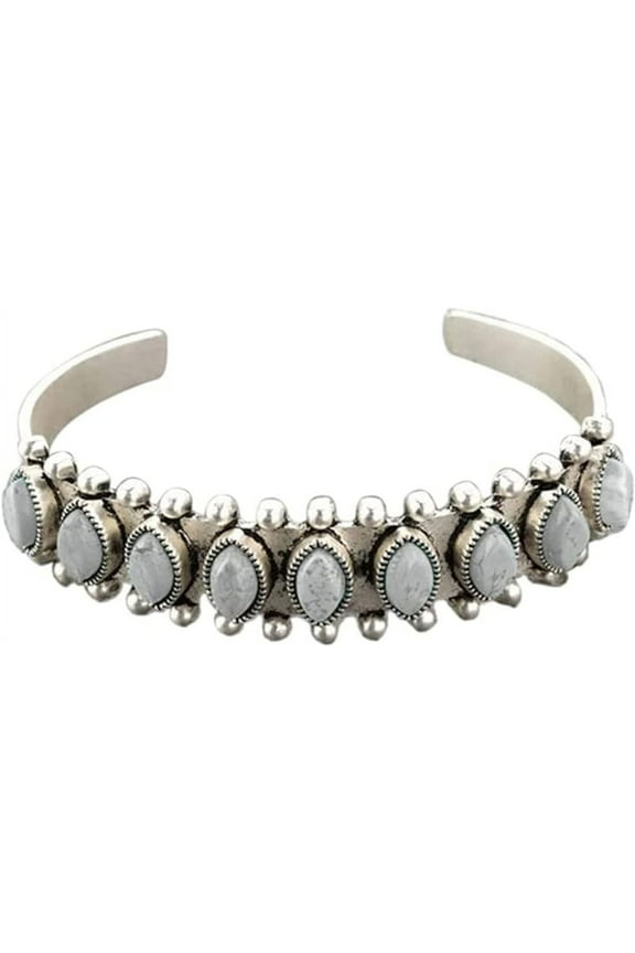 Turquoise Bracelet for Women Adjustable Turquoise Cuff Bracelets Turquoise Open Bangle Bracelet Western Bohemian Bangle for Girls Jewelry Gift(03)