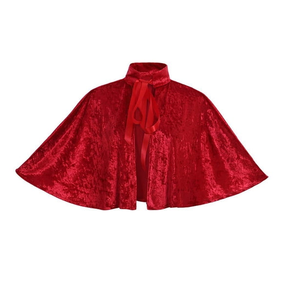 NAMZI Velvet Collar Shawl Short Cape Women's Accessory, One Size Fits Everyone (Red)