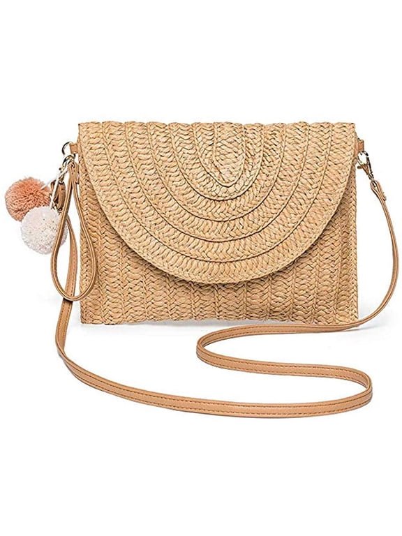 Weave Handbag,Straw Clutch Summer Evening Handbag Summer Beach Party Purse Woven Straw Bag Envelope