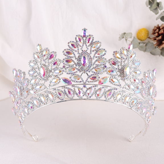 NAMZI Wedding Tiara for Bride Princess Tiara Headband Bridal Crown,Crystal Rhinestone Hair Jewelry Decor for Queen Girl Bride Birthday Prom Wedding Pageant Halloween Costume Party(AB)