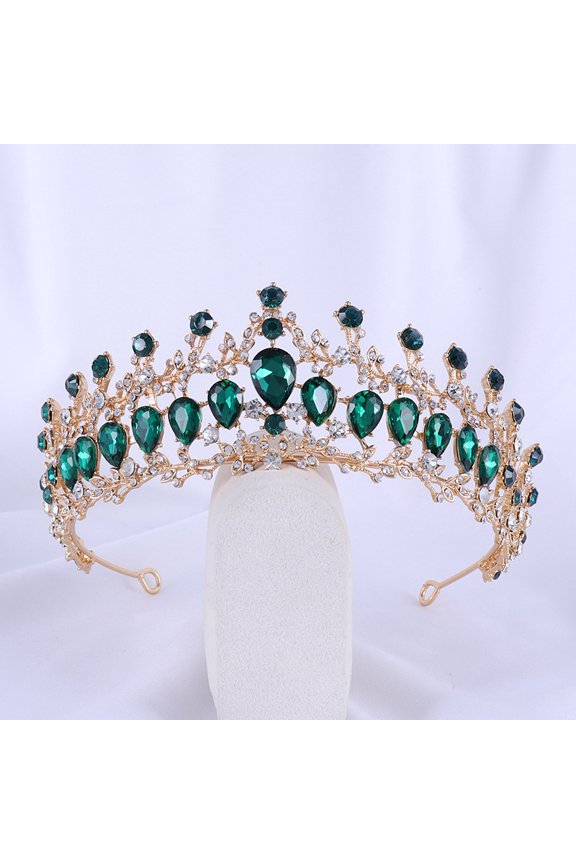 Wedding Tiara for Bride Princess Tiara Headband Bridal Crown,Crystal Rhinestone Hair Jewelry Decor for Queen Girl Bride Birthday Prom Wedding Pageant Halloween Costume Party(Green)