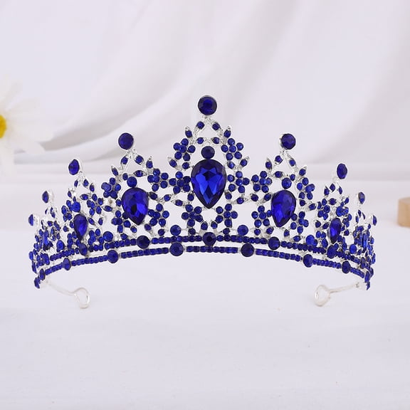 Namzi Wedding Tiara for Bride Princess Tiara Headband Bridal Crown,Crystal Rhinestone Hair Jewelry Decor for Queen Girl Bride Birthday Prom Wedding Pageant Halloween Costume Party(Blue)