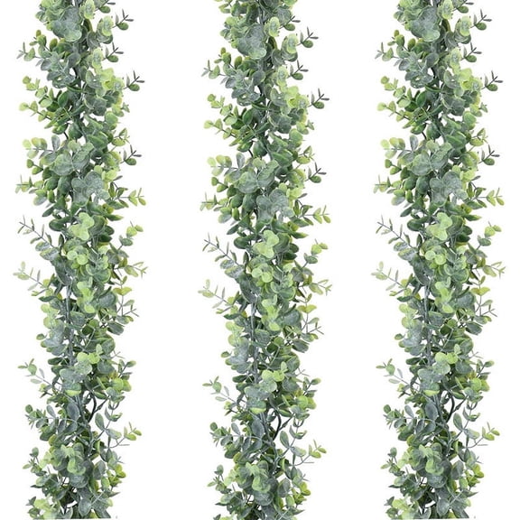 NAMZI artificial eucalyptus wreath, 2-piece set of artificial eucalyptus leaves and vines, wedding background wall decoration, 6 feet/piece UV protection indoor, outdoor (green spray white)